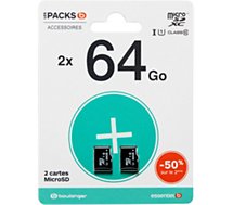 Carte Micro SD Essentielb  Pack de 2 cartes micro SDXC 64Go