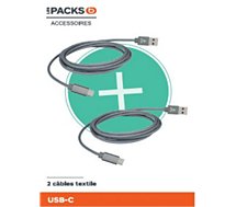 Câble USB C Adeqwat  pack de 2 cables : 1m20 + 2m
