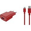 Chargeur secteur Essentielb USB 2.4A + Cable USB C - Rouge