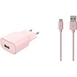 Chargeur secteur Essentielb  USB 2.4A + Micro USB - Rose