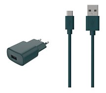 Chargeur secteur Essentielb  USB 2.4A + Cable Micro USB Vert