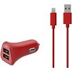 Chargeur allume-cigare Essentielb 2 USB 2.4A + Cable lightning Rouge