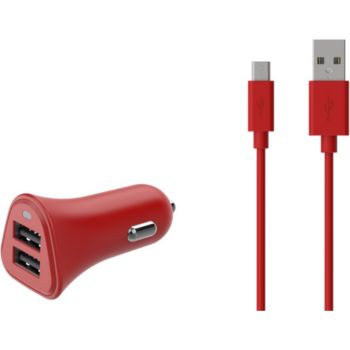 Essentielb 2 USB 2.4A + Cable Micro USB Rouge