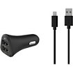 Chargeur allume-cigare Essentielb 2 USB 2.4A + Cable lightning Noir