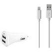 Chargeur allume-cigare Essentielb 2 USB 2.4A + Cable lightning Blanc