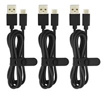 Câble USB C Essentielb  vers USB-C noir 1m x3
