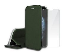Pack Ibroz  iPhone 11 Pro Max Etui cuir vert