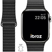 Bracelet Ibroz Apple Watch Cuir Loop 42/44/45mm noir