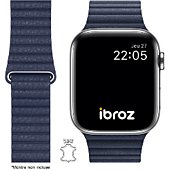 Bracelet Ibroz Apple Watch Cuir Loop 44/45mm bleu nuit