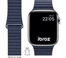 Bracelet Ibroz  Apple Watch Cuir Loop 44/45mm bleu nuit