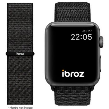 Ibroz Apple Watch Nylon Loop 42/44/45mm noir