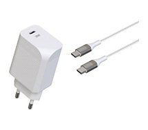 Chargeur USB C Green_e  USB-C 30W + Cable USB-C blanc