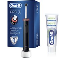 Brosse à dents électrique Oral-B  Pro 3800 charcoal black et 1 purify