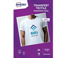 Papier créatif Avery  15 Transferts T-shirt blancs/clairs A4