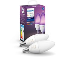 Ampoule connectée Philips  Pack x2 E14 Hue White & Colors Bluetooth
