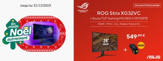 Ecran PC Gamer ASUS ROG XG32VC + Souris gamer ASUS Tuf M3 GenII