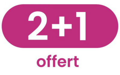2 achetés = le 3ème offert