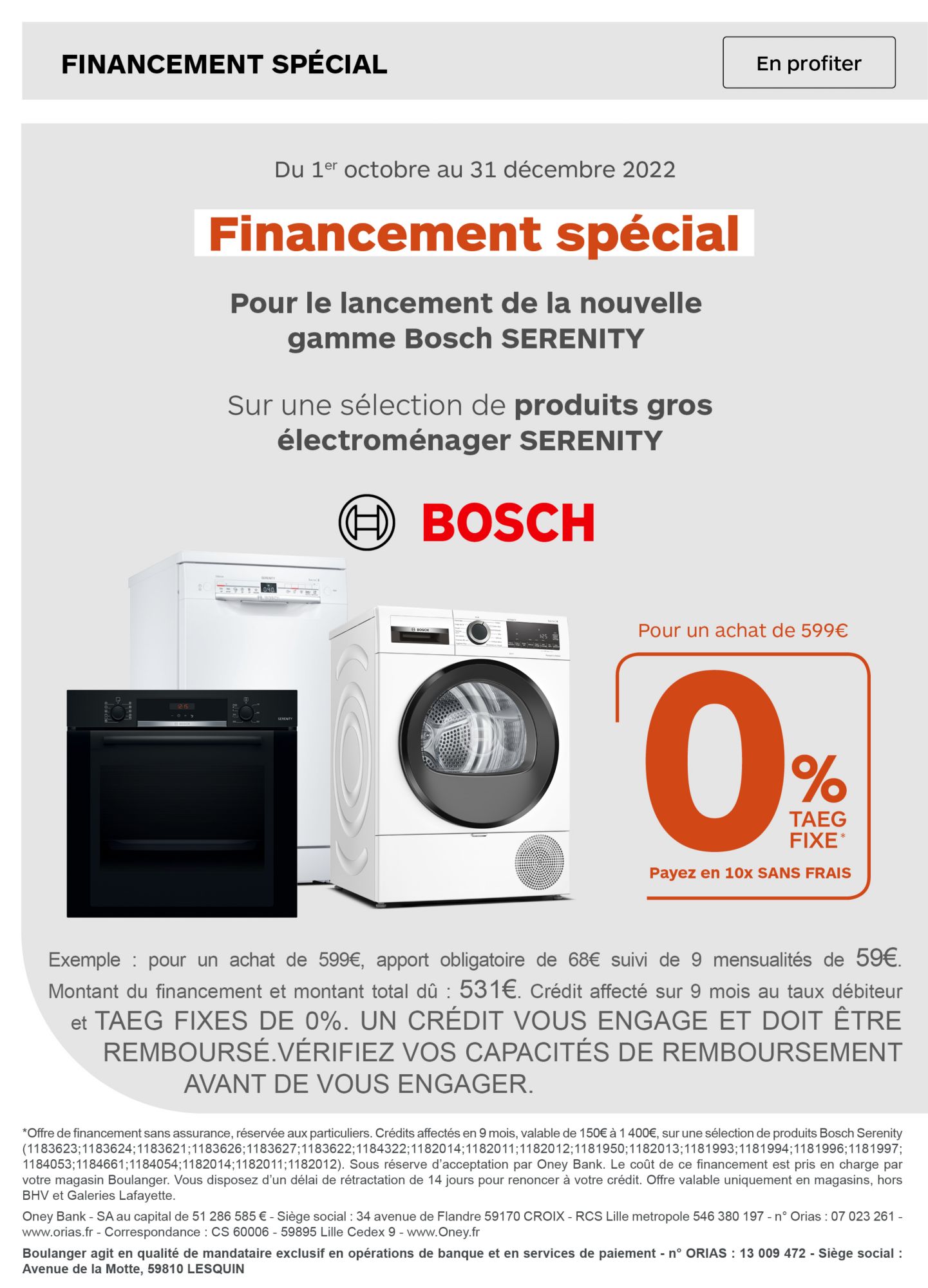 Financement 10 fois sans frais sur une selection de produits Bosch