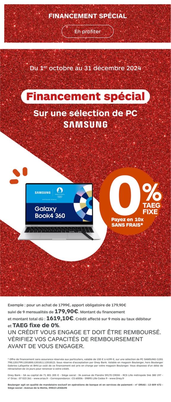 Financement samsung galaxy book 4