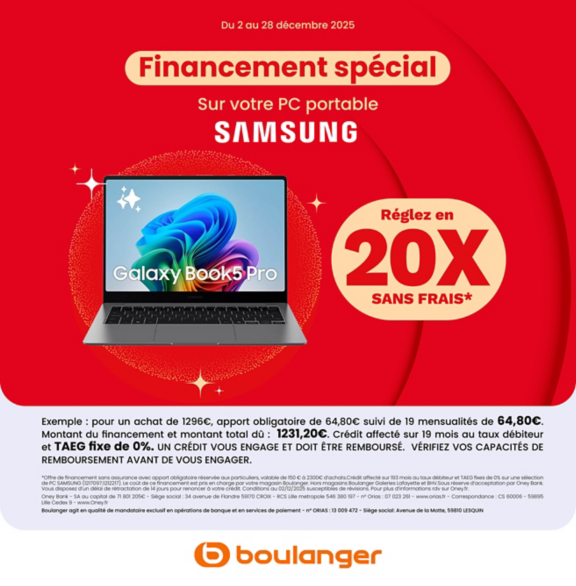 Financement samsung 20x