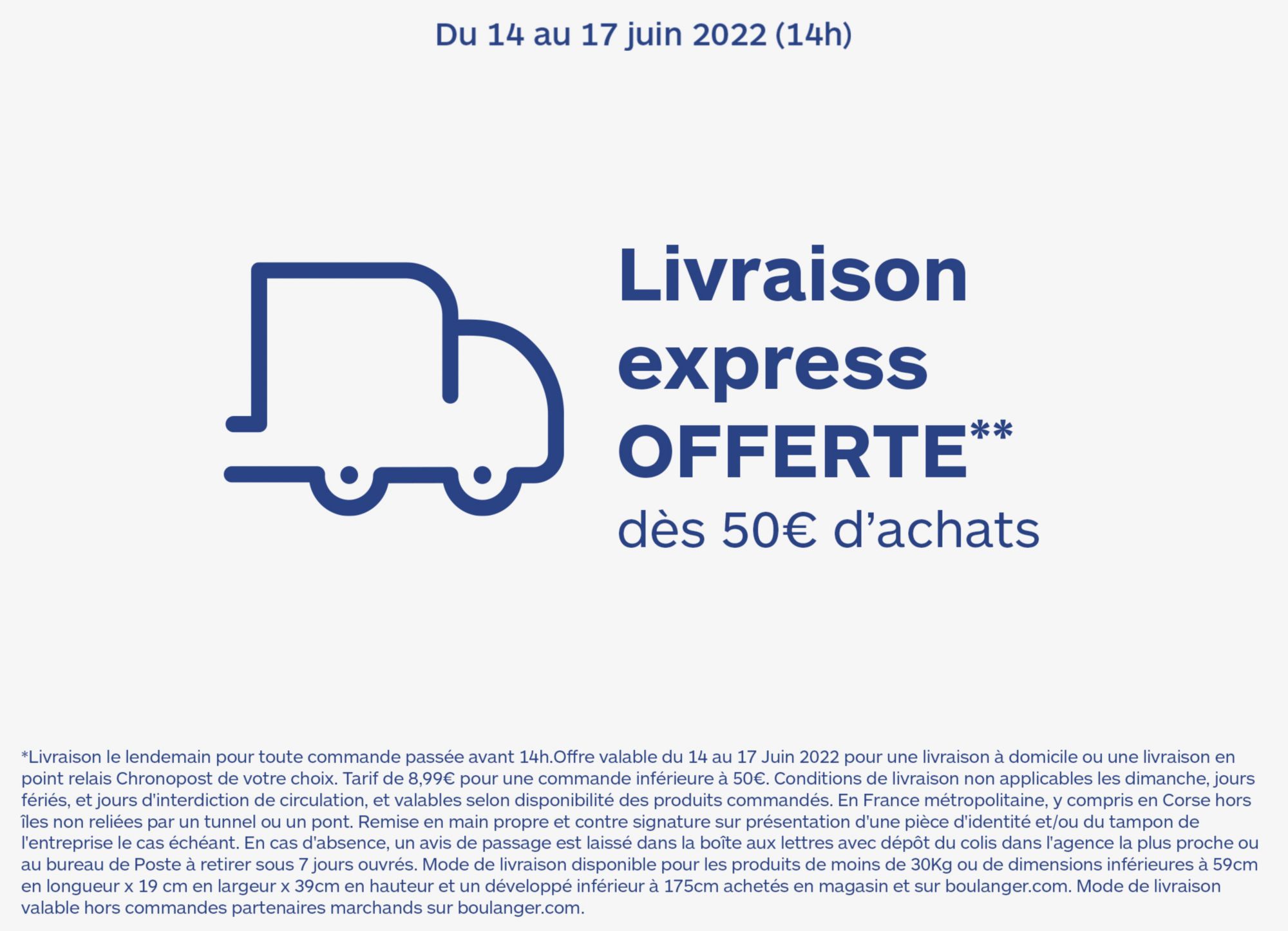 Livraison express offerte dès 50€ d'achats