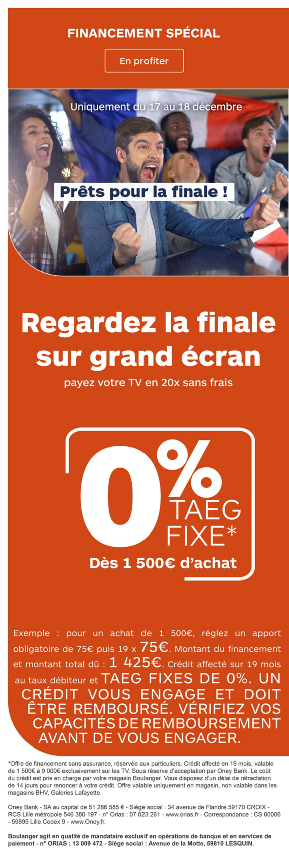 Financement sans frais 