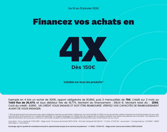 Financez vos achats en 4X dès 150€