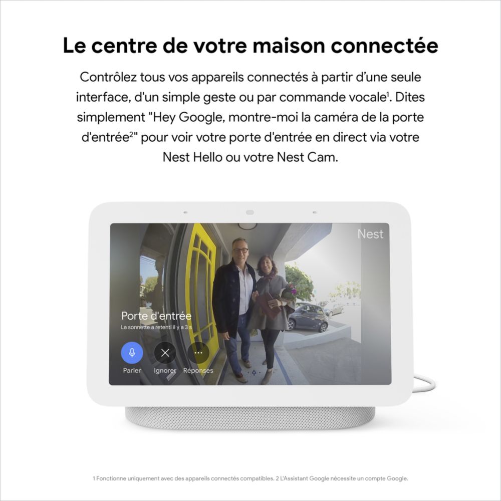 Nest Hub 2è génération - Écran connecté avec Assistant Google - couleur  Galet