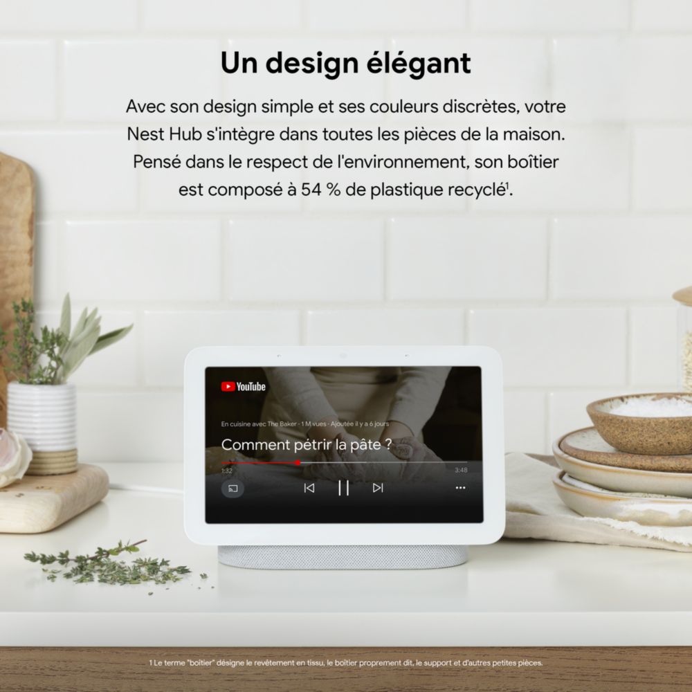 Google Nest Hub - Enceinte intelligente avec écran tactile 7 - gris clair  Pas Cher