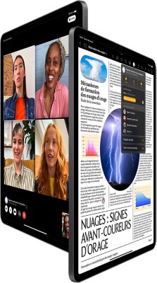 FaceTime en groupe et collaboration dans Pages sur deux iPad Pro