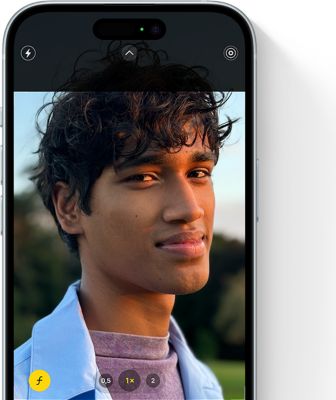 iPhone 15 montrant le mode portrait