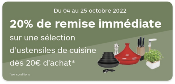 Remise immédiate sur les ustensiles de cuisine