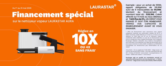 Financement Laurastar 4x ou 10x sans frais