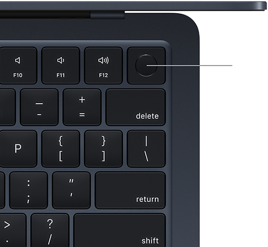 Clavier du MacBook Air avec Touch ID vu d’en haut