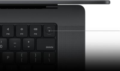 Pointeur désignant la touche Touch ID du Magic Keyboard.