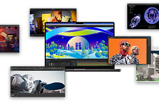 Présentation de MacBook Pro exécutant des apps telles que Adobe After Effects, Keynote, DaVinci Resolve, Autodesk Maya avec le moteur de rendu Arnold, Adobe Photoshop, Houdini, SketchUp