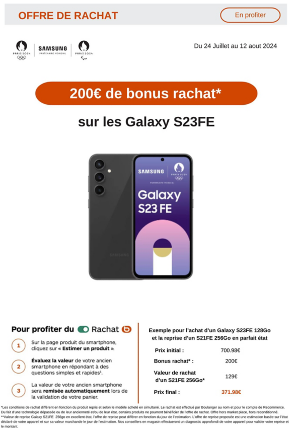 Bonus rachat S23 FE
