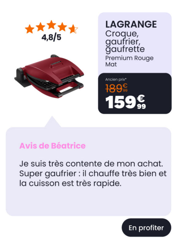 Croque, gaufrier, gaufrette LAGRANGE Premium Gaufres Rouge Mat - Spatule