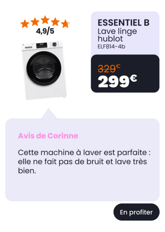 Lave linge hublot ESSENTIELB ELF814-4b