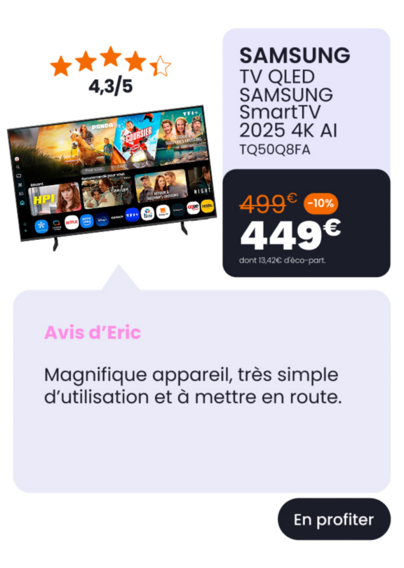 TV QLED SAMSUNG TQ50Q8FA 4K AI SmartTV 2025