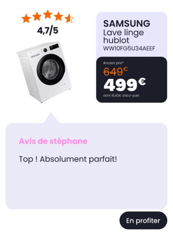 Lave linge hublot SAMSUNG WW10FG5U34AEEF