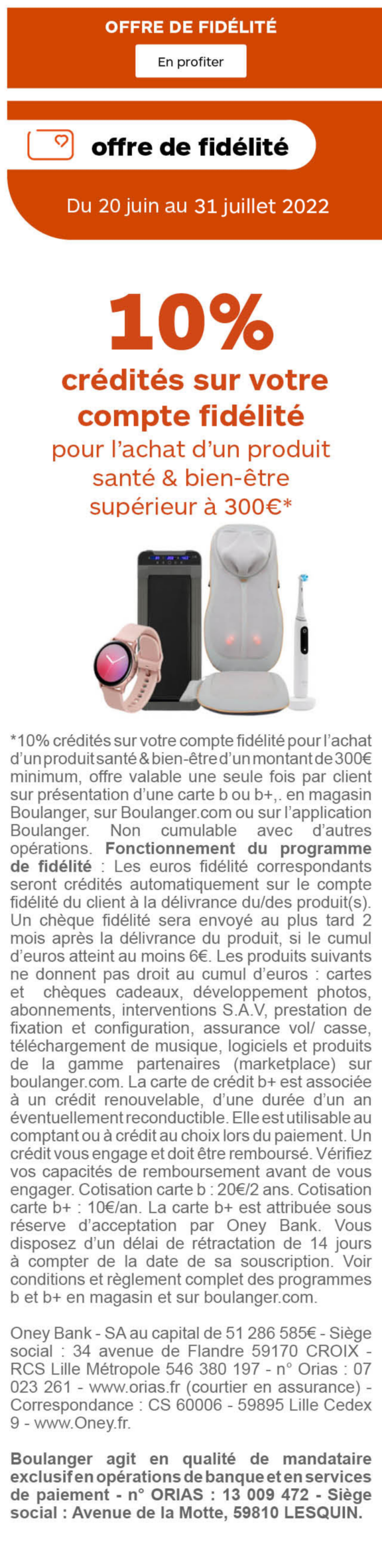 Jusqu'à 10% crédités sur votre compte fidélité pour l'achat d'un produit de care du 20/06 au 31/07/22