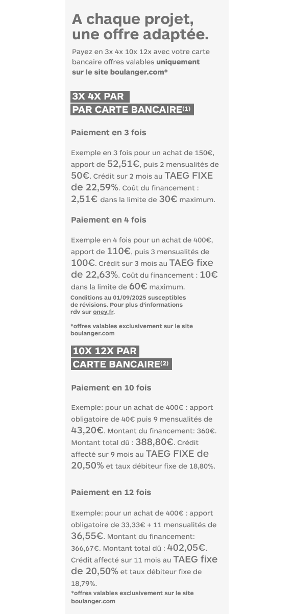 Offres de financement par carte bancaire