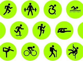 Rangées d’icônes d’exercices montrant différentes activités.