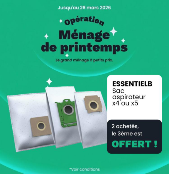 2+1 sur les sac aspirateur !